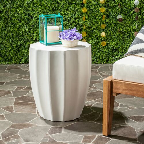 Vasan Outdoor Concrete Side Table, Ivory 3 Vasan Outdoor Concrete Side Table, Ivory