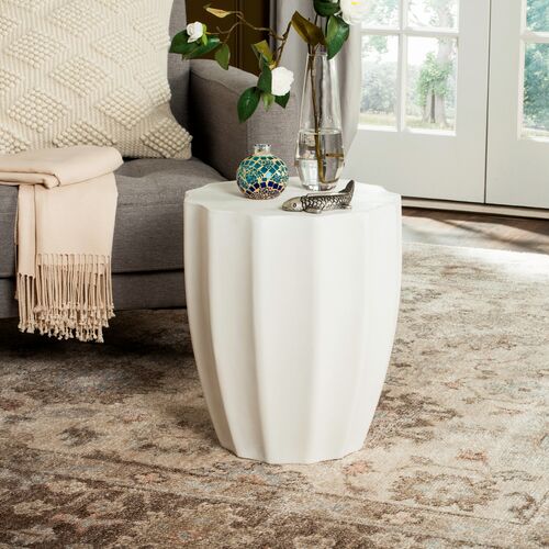 Vasan Outdoor Concrete Side Table, Ivory 4 Vasan Outdoor Concrete Side Table, Ivory