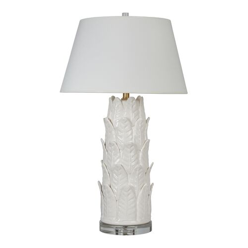 Kona Palm Blanc Ceramic Table Lamp, White 1 Kona Palm Blanc Ceramic Table Lamp, White