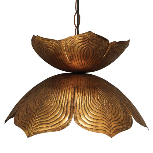 Large Flowering Lotus Pendant, Antique Gold 2 Large Flowering Lotus Pendant, Antique Gold