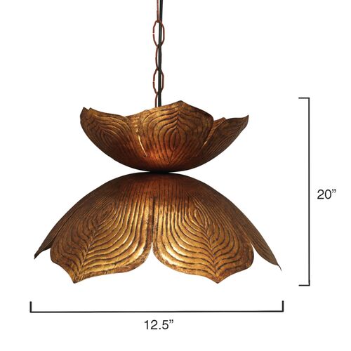 Large Flowering Lotus Pendant, Antique Gold 9 Large Flowering Lotus Pendant, Antique Gold