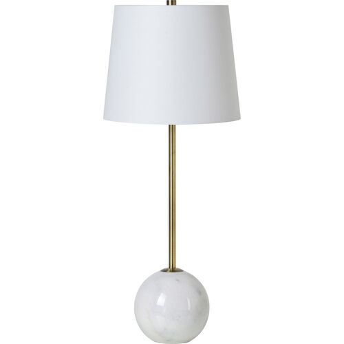 S/2 Zovian Marble Table Lamps, White/Brass 2 S/2 Zovian Marble Table Lamps, White/Brass