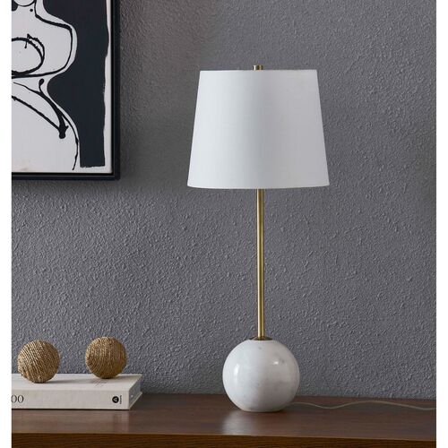 S/2 Zovian Marble Table Lamps, White/Brass 4 S/2 Zovian Marble Table Lamps, White/Brass