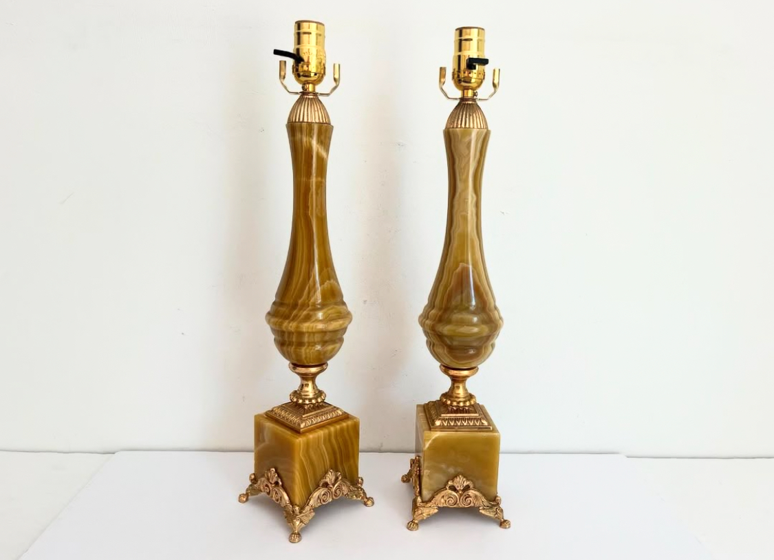 1950s Italian Onyx Lamps, Pair