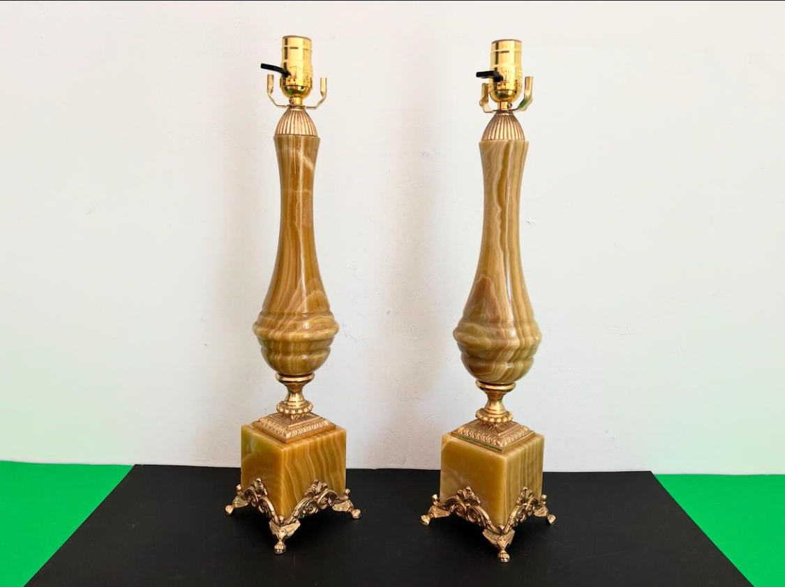1950s Italian Onyx Lamps, Pair 10 1950s Italian Onyx Lamps, Pair