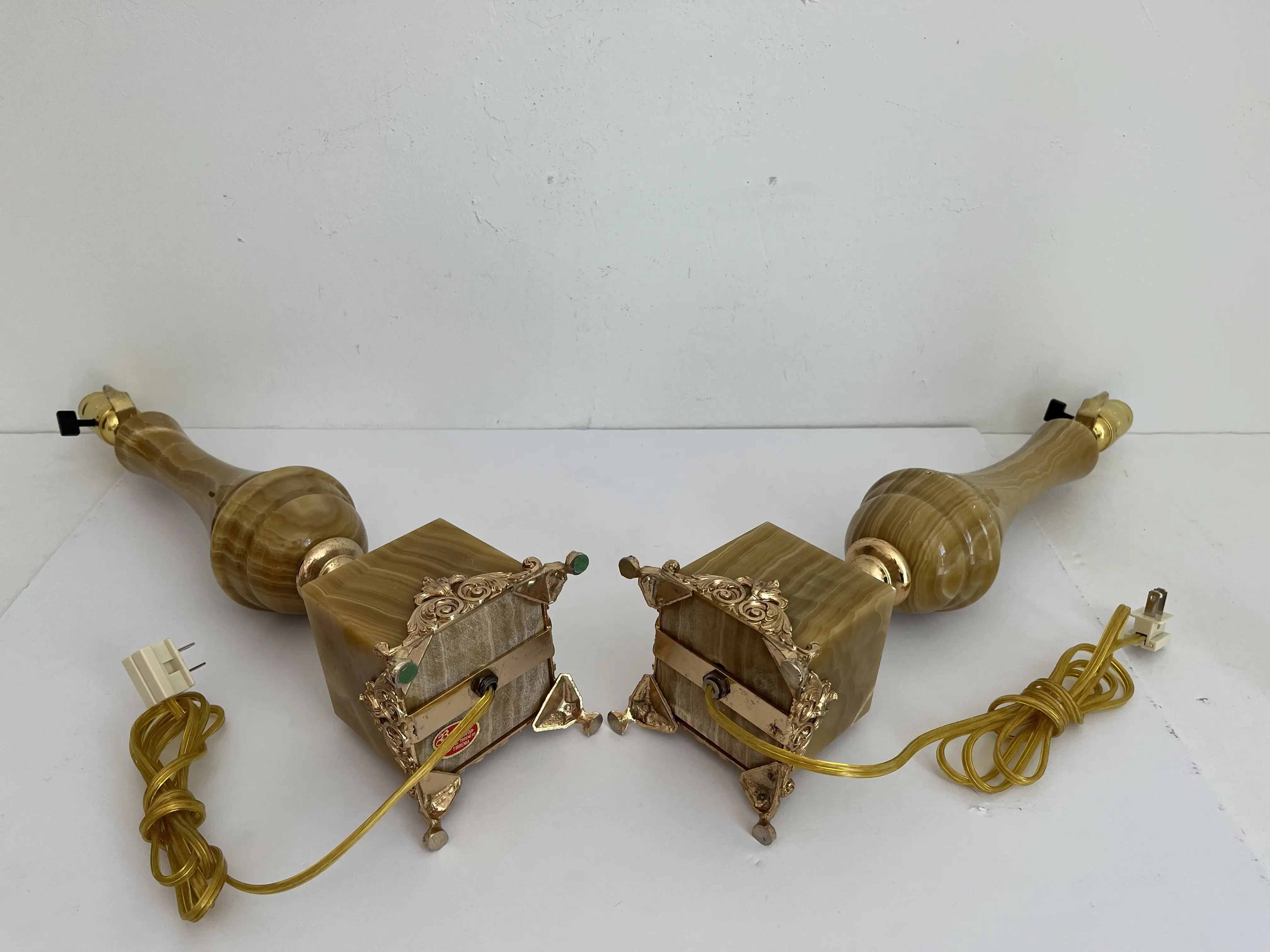1950s Italian Onyx Lamps, Pair 2 1950s Italian Onyx Lamps, Pair