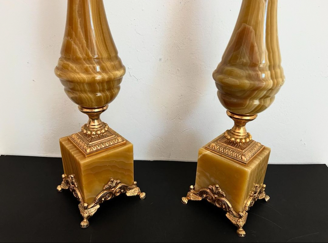 1950s Italian Onyx Lamps, Pair 9 1950s Italian Onyx Lamps, Pair