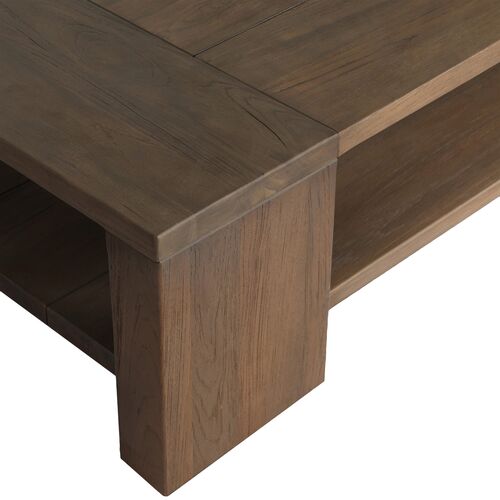 Joan Outdoor Teak Coffee Table, Stained Heritage Brown 2 Joan Outdoor Teak Coffee Table, Stained Heritage Brown