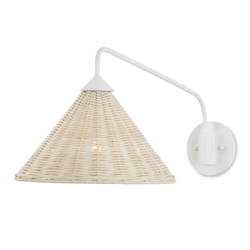 Basket Swing Arm Wall Sconce, Bleached Gesso White 1 Basket Swing Arm Wall Sconce, Bleached Gesso White