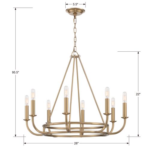 Bailey 8-Light Chandelier, Aged Brass 7 Bailey 8-Light Chandelier, Aged Brass
