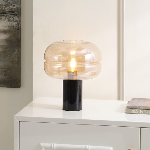 Elowyn 14" Table Lamp, Amber/Black Marble 2 Elowyn 14" Table Lamp, Amber/Black Marble