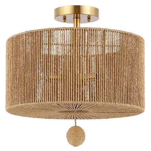 Mazey 3-Light 15.25" Flush Mount, Natural/Gold 4 Mazey 3-Light 15.25" Flush Mount, Natural/Gold