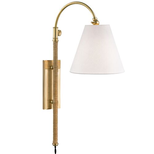Curves No.1 Plug-In Wall Sconce, Bamboo/Aged Brass 1 Curves No.1 Plug-In Wall Sconce, Bamboo/Aged Brass