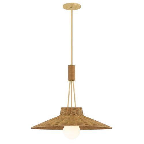 Finnian Wicker Pendant, Natural/Aged Brass 1 Finnian Wicker Pendant, Natural/Aged Brass