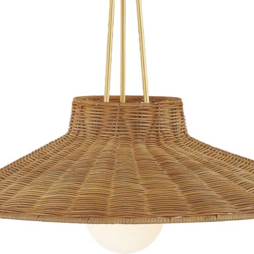 Finnian Wicker Pendant, Natural/Aged Brass 12 Finnian Wicker Pendant, Natural/Aged Brass
