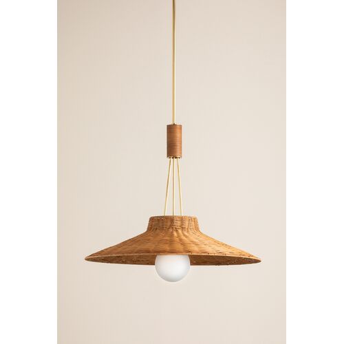 Finnian Wicker Pendant, Natural/Aged Brass 4 Finnian Wicker Pendant, Natural/Aged Brass