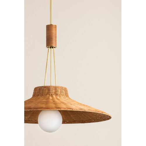 Finnian Wicker Pendant, Natural/Aged Brass 5 Finnian Wicker Pendant, Natural/Aged Brass