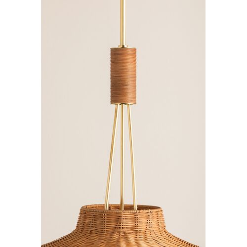 Finnian Wicker Pendant, Natural/Aged Brass 6 Finnian Wicker Pendant, Natural/Aged Brass