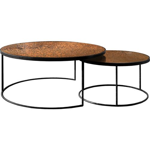 Bronze Copper Nesting Coffee Table, Black