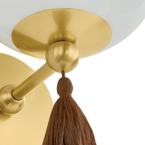Niya Tassel 1-Light Wall Sconce, Aged Brass/Cloud Glass 7 Niya Tassel 1-Light Wall Sconce, Aged Brass/Cloud Glass