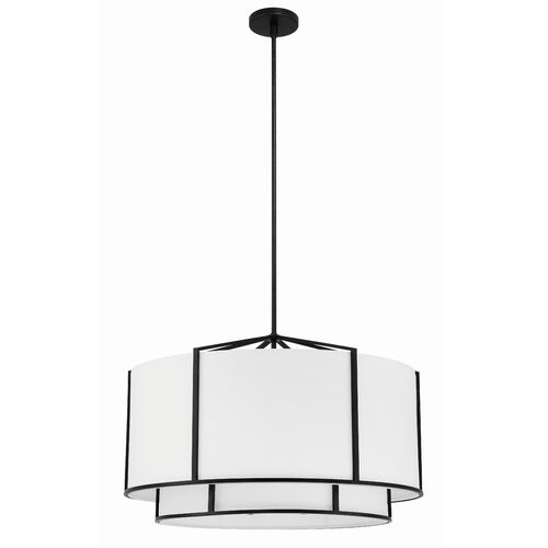 Carlyn 6 Light Chandelier, White/Black 1 Carlyn 6 Light Chandelier, White/Black