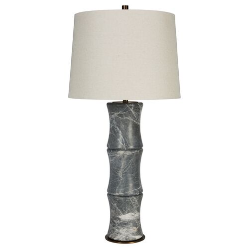 Marble Bamboo Table Lamp, Gray/White 1 Marble Bamboo Table Lamp, Gray/White