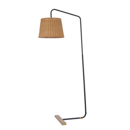 Crishell 62" Floor Lamp, Black/Natural Rattan 3 Crishell 62" Floor Lamp, Black/Natural Rattan