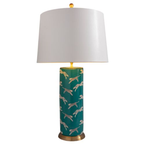 Leaping Cheetah 33" Table Lamp, Teal 1 Leaping Cheetah 33" Table Lamp, Teal