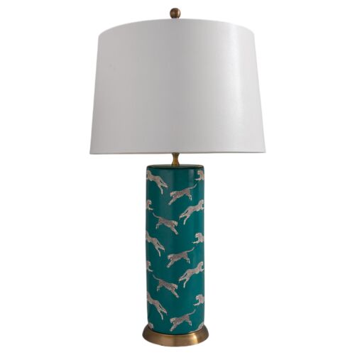 Leaping Cheetah 33" Table Lamp, Teal 2 Leaping Cheetah 33" Table Lamp, Teal