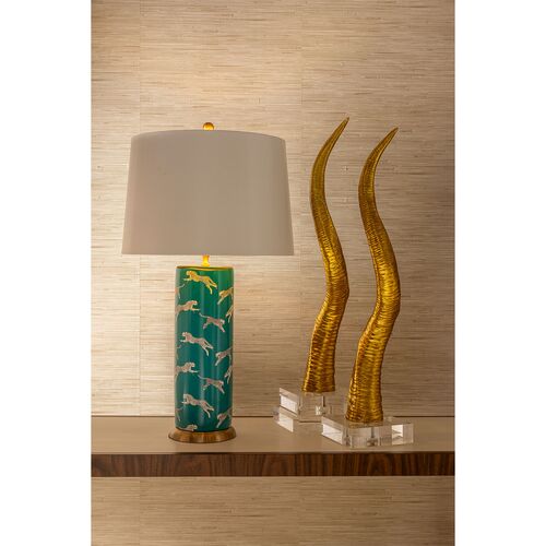 Leaping Cheetah 33" Table Lamp, Teal 3 Leaping Cheetah 33" Table Lamp, Teal