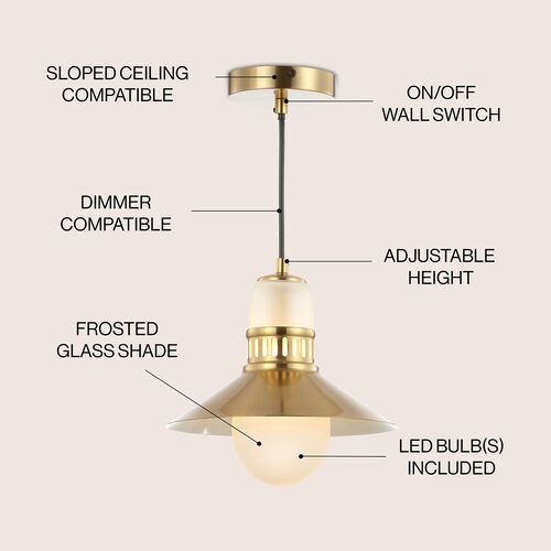 Rover 1-Light Pendant, Gold/Frosted Glass 7 Rover 1-Light Pendant, Gold/Frosted Glass