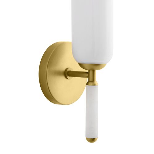 Norwalk Alabaster Wall Sconce, White/Gold 5 Norwalk Alabaster Wall Sconce, White/Gold