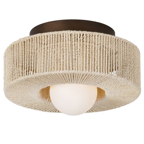 Coleman Abaca String Wrapped Flush Mount, Natural/Bronze Leaf 2 Coleman Abaca String Wrapped Flush Mount, Natural/Bronze Leaf