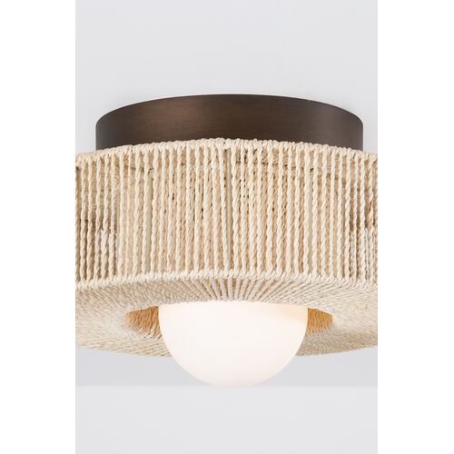 Coleman Abaca String Wrapped Flush Mount, Natural/Bronze Leaf 5 Coleman Abaca String Wrapped Flush Mount, Natural/Bronze Leaf