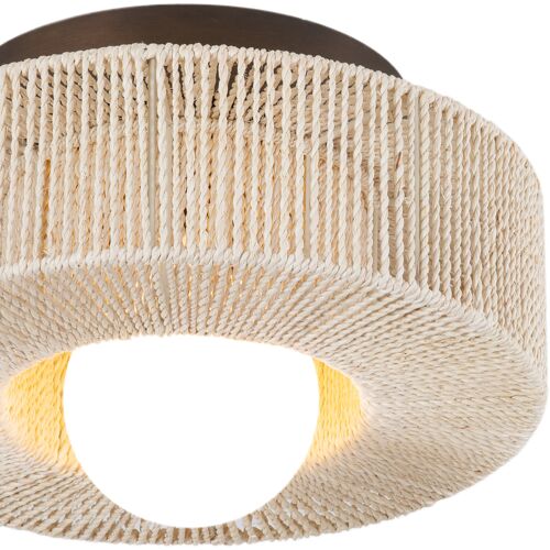 Coleman Abaca String Wrapped Flush Mount, Natural/Bronze Leaf 6 Coleman Abaca String Wrapped Flush Mount, Natural/Bronze Leaf
