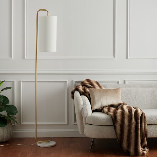 Ryann 64" Floor Lamp, Gold/White Marble 4 Ryann 64" Floor Lamp, Gold/White Marble
