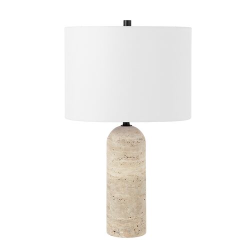 Cian 24" Travertine Table Lamp, Ivory 1 Cian 24" Travertine Table Lamp, Ivory