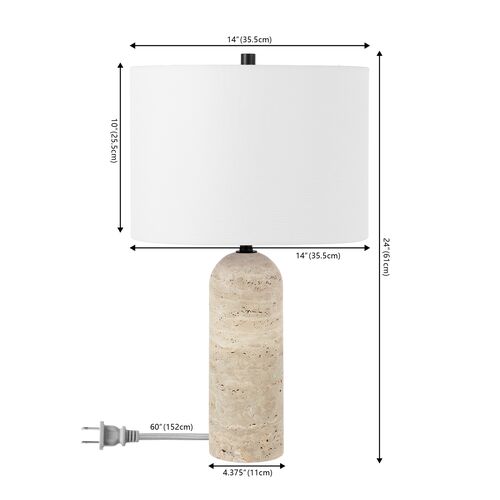 Cian 24" Travertine Table Lamp, Ivory 5 Cian 24" Travertine Table Lamp, Ivory