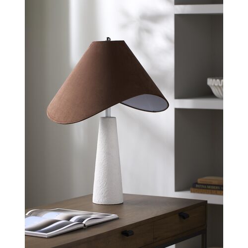Rhosyn Assymetrical Shade Concrete Table Lamp, White/Natural 2 Rhosyn Assymetrical Shade Concrete Table Lamp, White/Natural