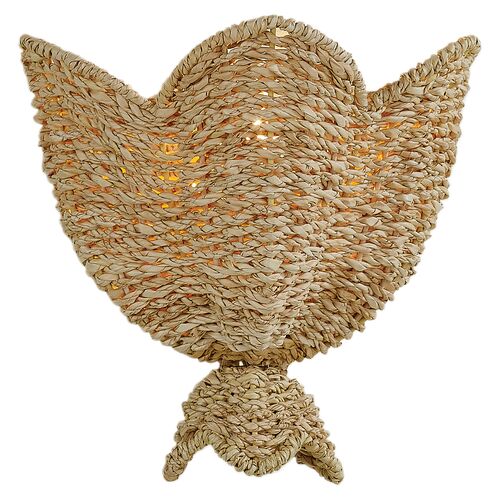 Orsten Wall Sconce, Aged Brass/Light Natural Twisted Palm Leaves 3 Orsten Wall Sconce, Aged Brass/Light Natural Twisted Palm Leaves