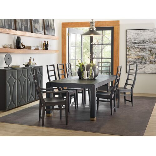 Curata Rectangular Extension Dining Table, Midnight/Brass 2 Curata Rectangular Extension Dining Table, Midnight/Brass