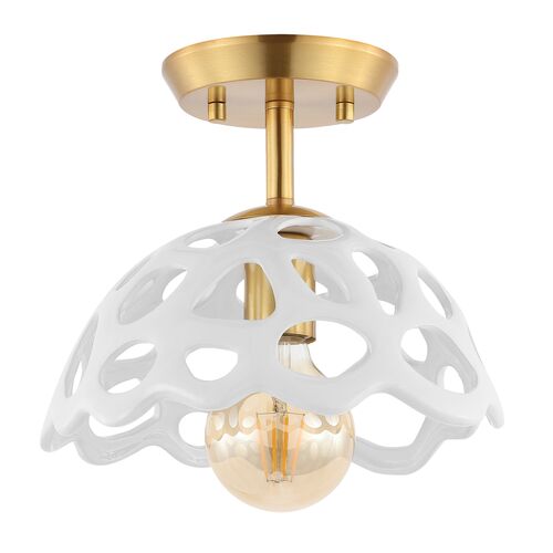 Quella 10" Flush Mount, White/Gold 1 Quella 10" Flush Mount, White/Gold