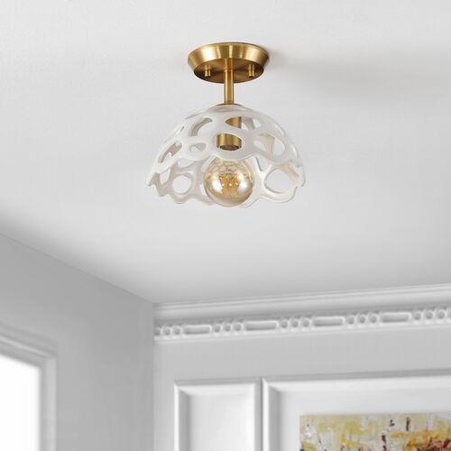 Quella 10" Flush Mount, White/Gold 4 Quella 10" Flush Mount, White/Gold