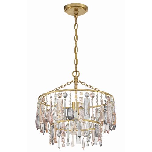 Elsa 1 Light Crystal Pendant, Multi/Antique Gold 1 Elsa 1 Light Crystal Pendant, Multi/Antique Gold