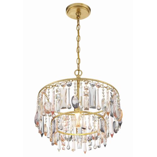Elsa 1 Light Crystal Pendant, Multi/Antique Gold 3 Elsa 1 Light Crystal Pendant, Multi/Antique Gold