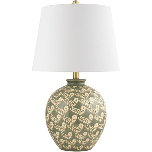Jael Ceramic Table Lamp, Green 1 Jael Ceramic Table Lamp, Green