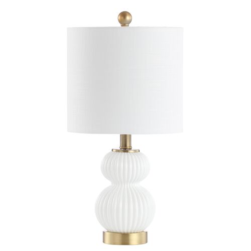 Kaylie Glass/Brass Table Lamp, White 1 Kaylie Glass/Brass Table Lamp, White