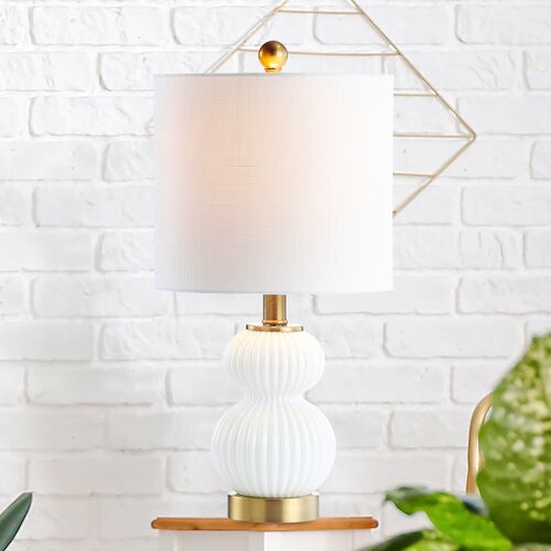 Kaylie Glass/Brass Table Lamp, White 2 Kaylie Glass/Brass Table Lamp, White