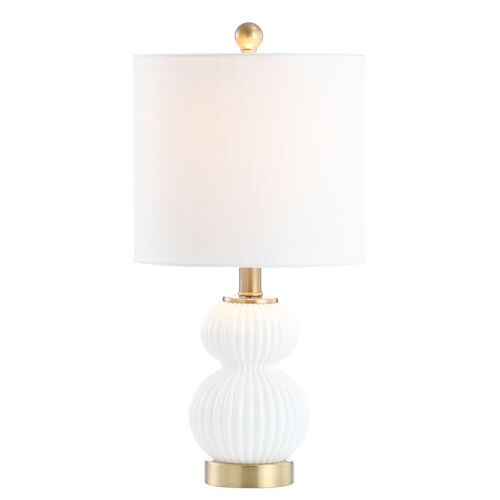Kaylie Glass/Brass Table Lamp, White 3 Kaylie Glass/Brass Table Lamp, White