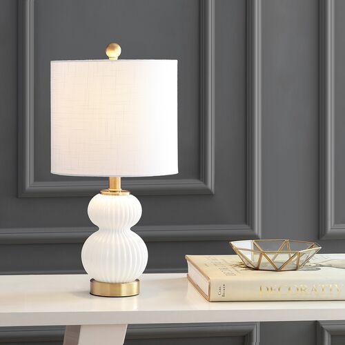 Kaylie Glass/Brass Table Lamp, White 5 Kaylie Glass/Brass Table Lamp, White